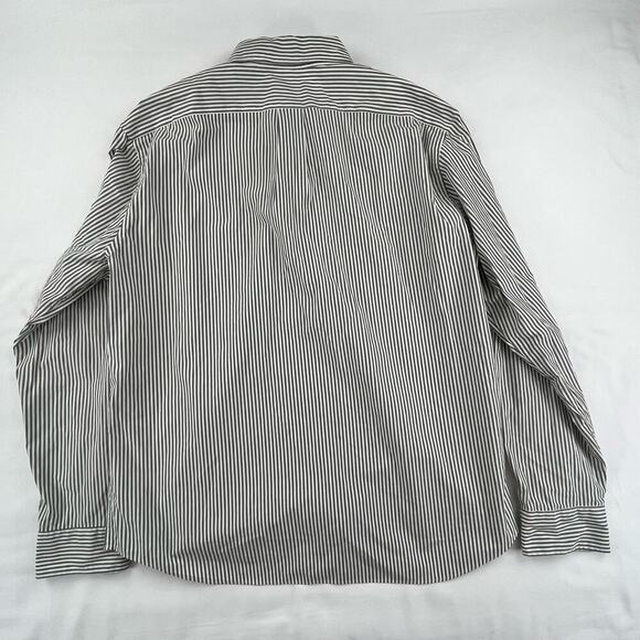 JOHN | Striped XXL Secret Wash Gray White J. Crew Men's Button Up Dress Shirt - Picture 6 of 6